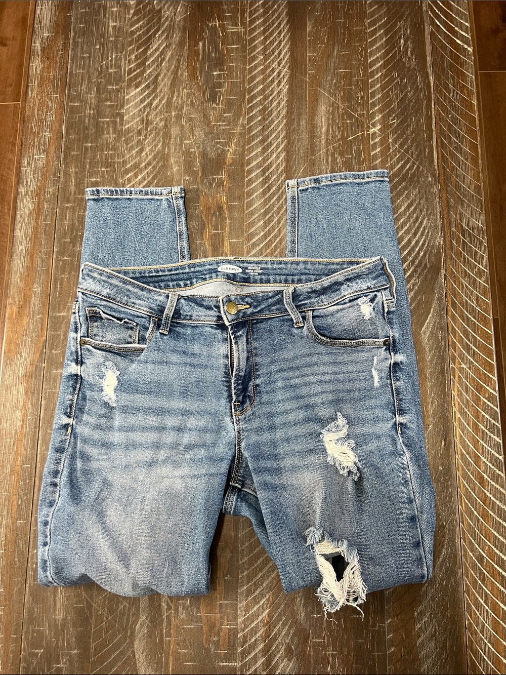 Women's Old Navy Distressed Blue Jeans - Classic Mid Rise
